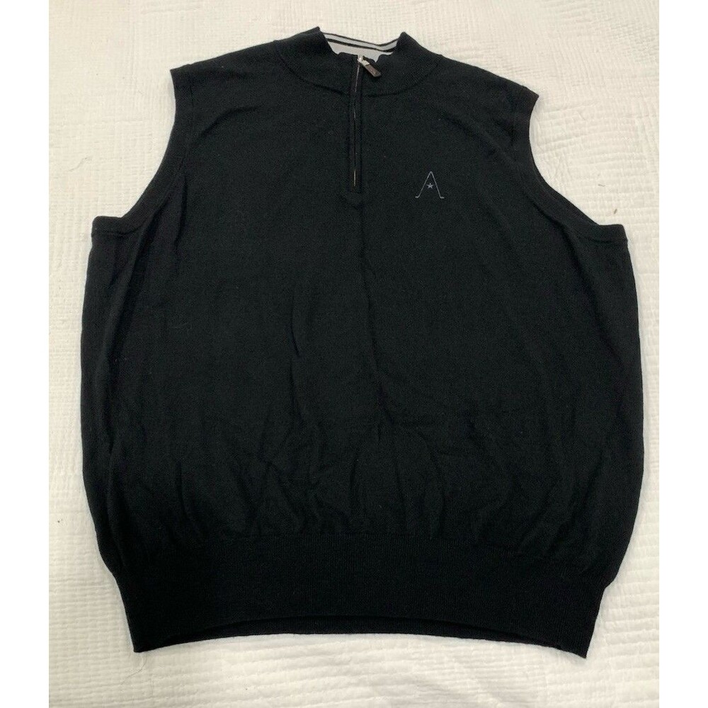 Peter Millar Crown Soft Merino Wool Silk 1/4 Zip Sweater Vest Men’s XL Black
